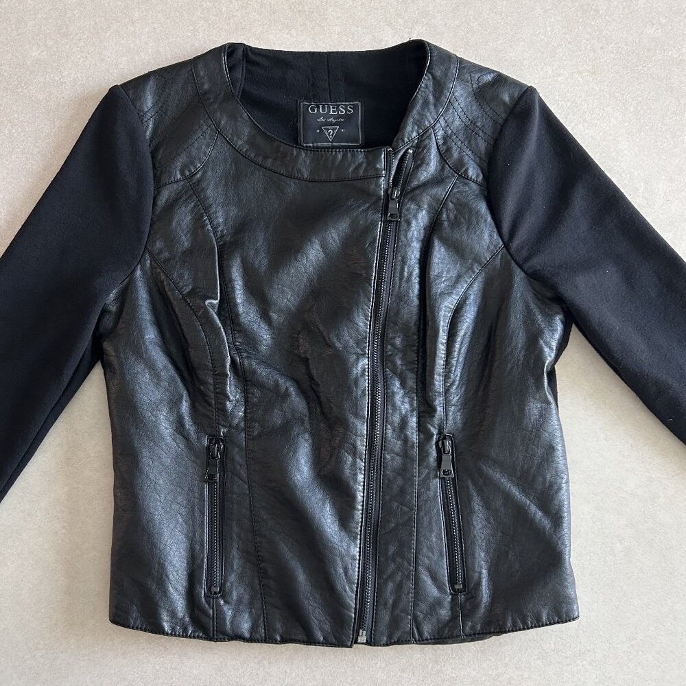 Guess Mixed Media Faux Leather Jacket ASO Katherine Pierce - Picture 4 of 11